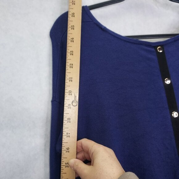 Soft Surroundings Trieste Sweater Small Long Sleeve Tunic Back Snap Accent Navy - Picture 9 of 12